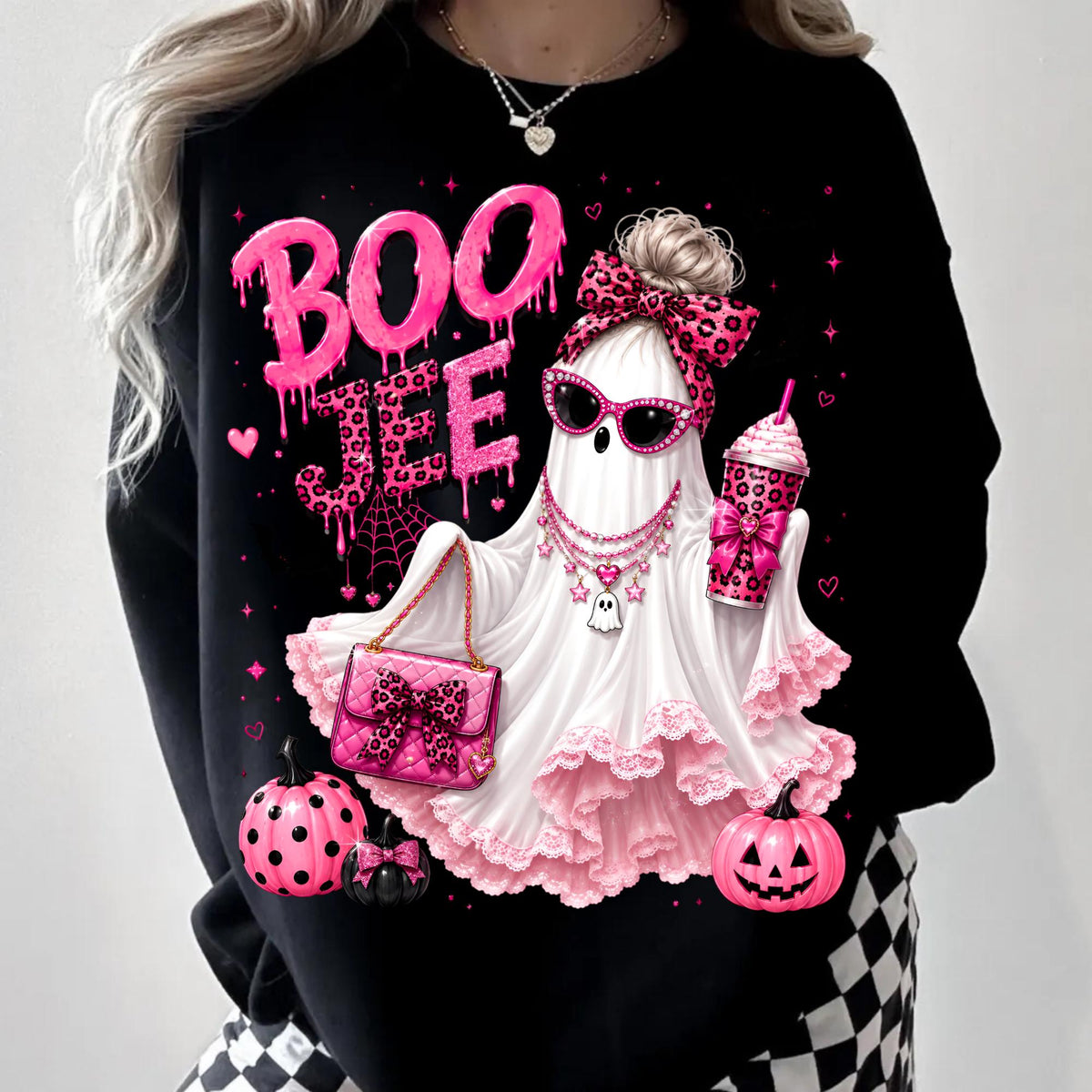 Boojee pink ghost PNG glam Halloween sublimation design - image 5