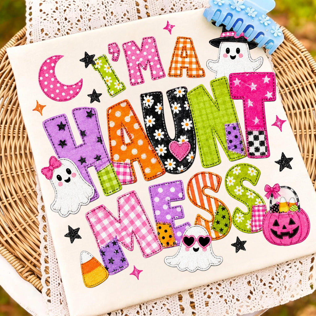 I'm a Haunt Mess patchwork ghost Halloween design PNG design - image 2