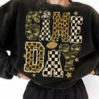 Game Day football mom leopard camo checkerboard PNG design - image 7