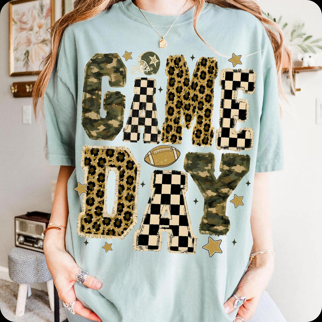 Game Day football mom leopard camo checkerboard PNG design - image 8