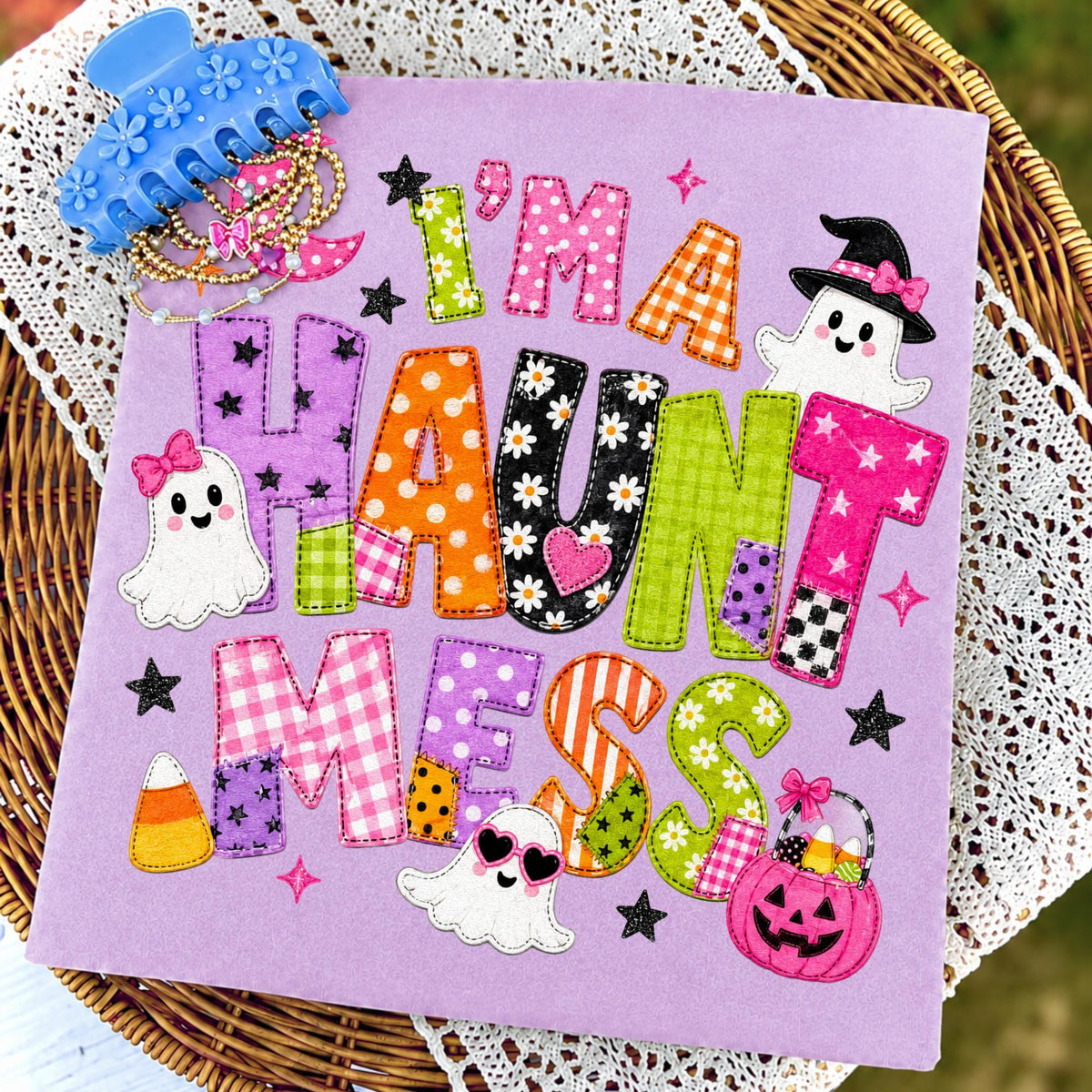 I'm a Haunt Mess patchwork ghost Halloween design PNG design - image 3