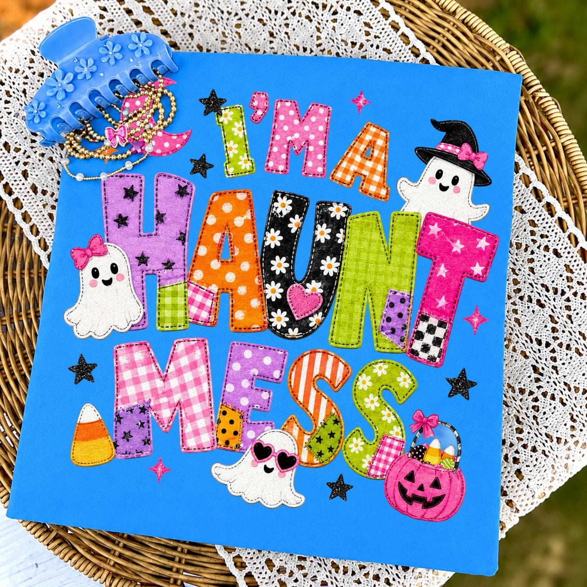 I'm a Haunt Mess patchwork ghost Halloween design PNG design - image 4