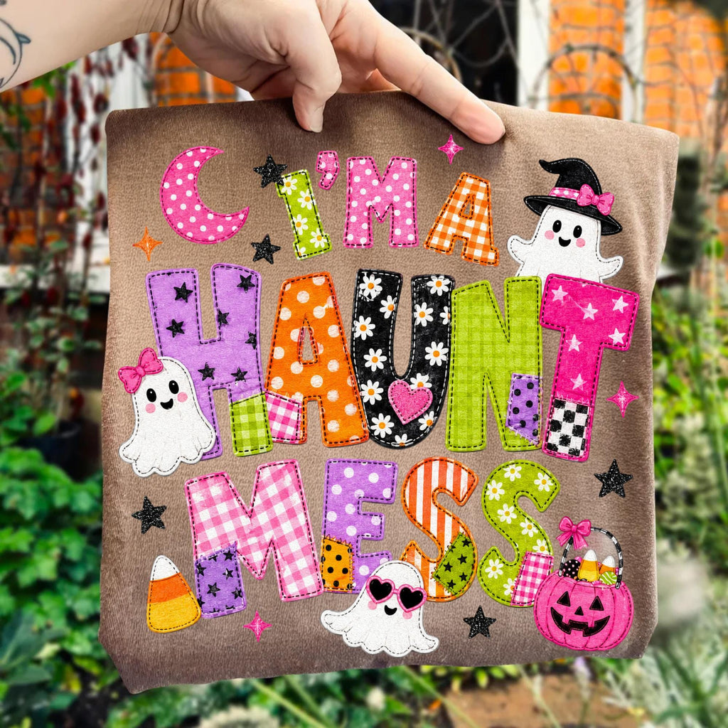 I'm a Haunt Mess patchwork ghost Halloween design PNG design - image 8