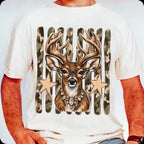 glam whitetail deer with leopard glasses and camo stars PNG design - image 3