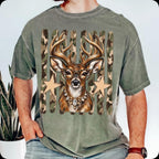 glam whitetail deer with leopard glasses and camo stars PNG design - image 2