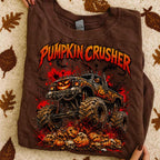 Pumpkin Crusher monster truck Halloween PNG retro design for boys shirts - image 3