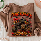 Pumpkin Crusher monster truck Halloween PNG retro design for boys shirts - image 5
