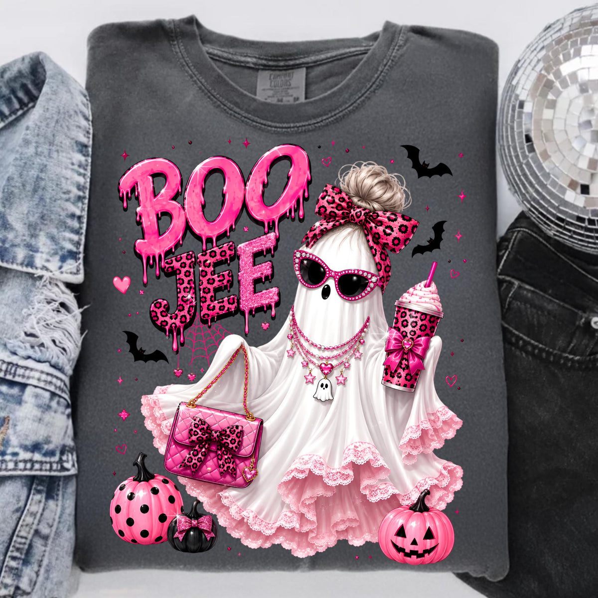 Boojee pink ghost PNG glam Halloween sublimation design - image 2