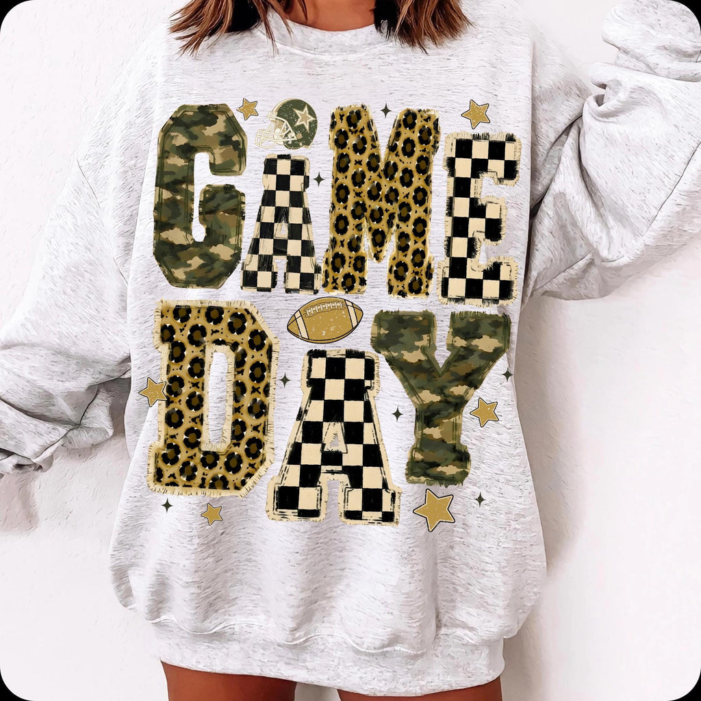 Game Day football mom leopard camo checkerboard PNG design - image 4