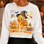 Howl-O-Ween golden retriever in witch hat Halloween PNG for dog lovers - image 5