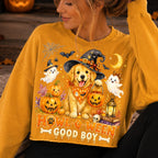 Howl-O-Ween golden retriever in witch hat Halloween PNG for dog lovers - image 6