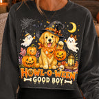 Howl-O-Ween golden retriever in witch hat Halloween PNG for dog lovers - image 2