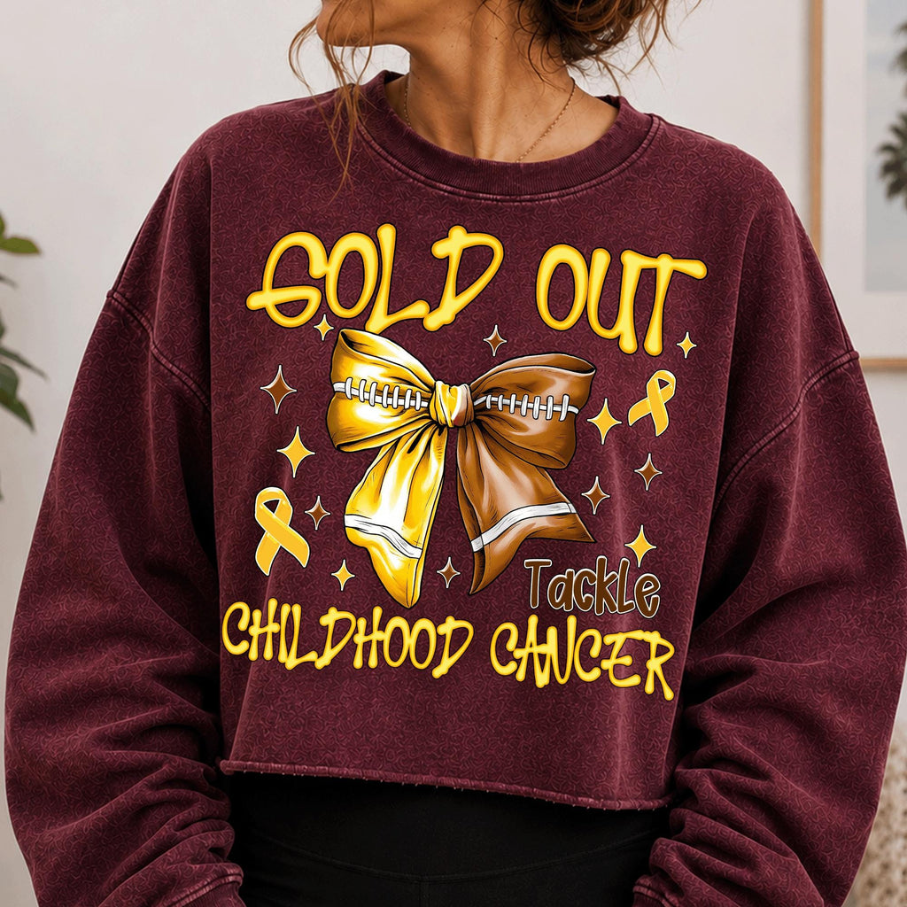 Gold Out childhood cancer awareness football bow PNG design - image 8
