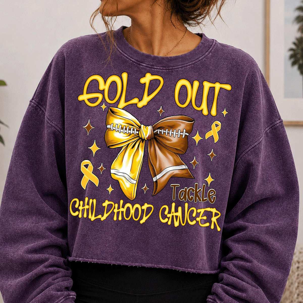 Gold Out childhood cancer awareness football bow PNG design - image 9