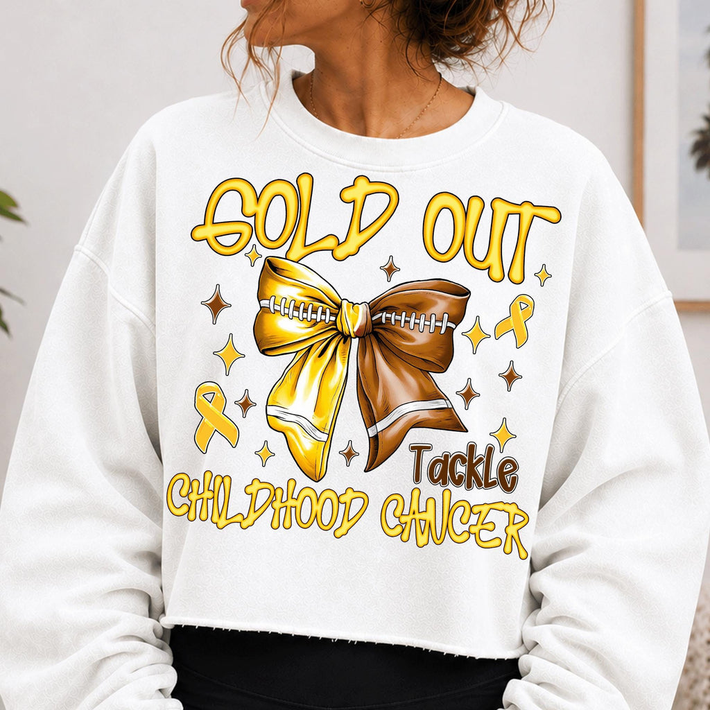 Gold Out childhood cancer awareness football bow PNG design - image 5
