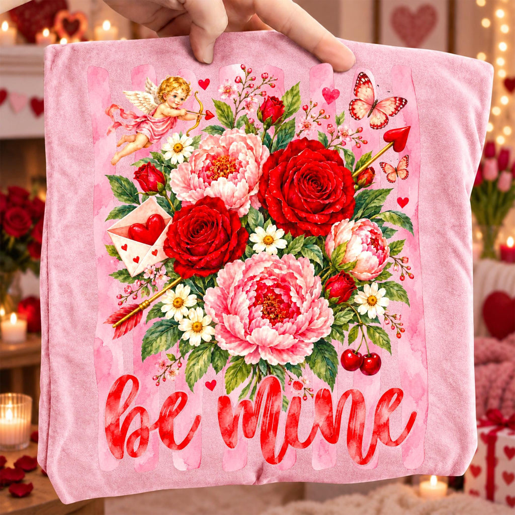 Valentine floral PNG bundle with four designs: Happy Valentine, Be Mine, Cupid, XOXO - image 2