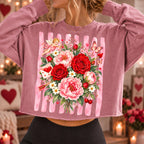 Vintage Valentine floral PNG with roses, peonies, cupid and butterflies - image 6