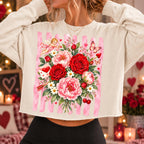 Vintage Valentine floral PNG with roses, peonies, cupid and butterflies - image 8