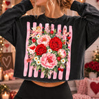 Vintage Valentine floral PNG with roses, peonies, cupid and butterflies - image 4
