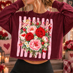 Vintage Valentine floral PNG with roses, peonies, cupid and butterflies - image 7