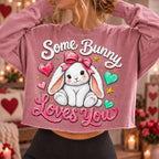Some Bunny Loves You Valentine PNG with pink bow rabbit for sublimation - image 6