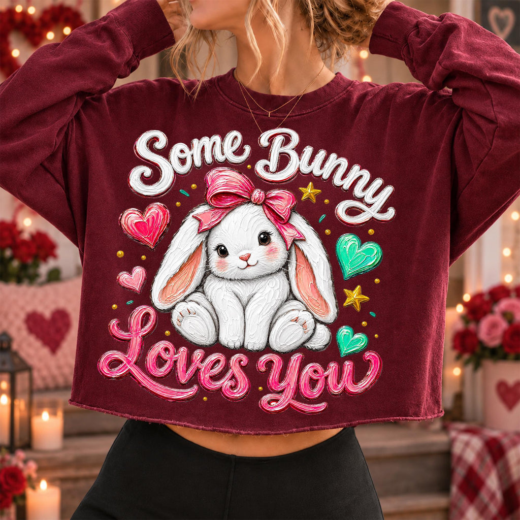 Some Bunny Loves You Valentine PNG with pink bow rabbit for sublimation - image 7