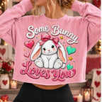 Some Bunny Loves You Valentine PNG with pink bow rabbit for sublimation - image 3