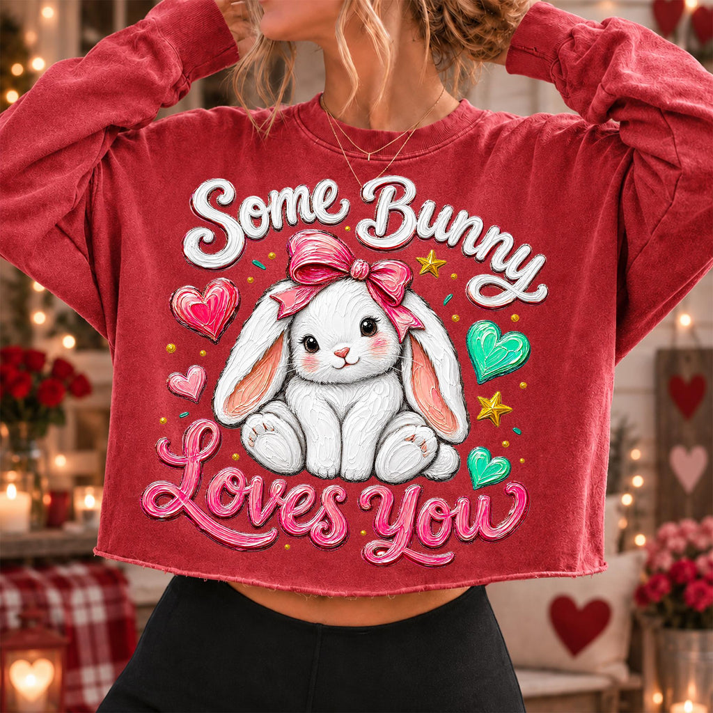 Some Bunny Loves You Valentine PNG with pink bow rabbit for sublimation - image 5