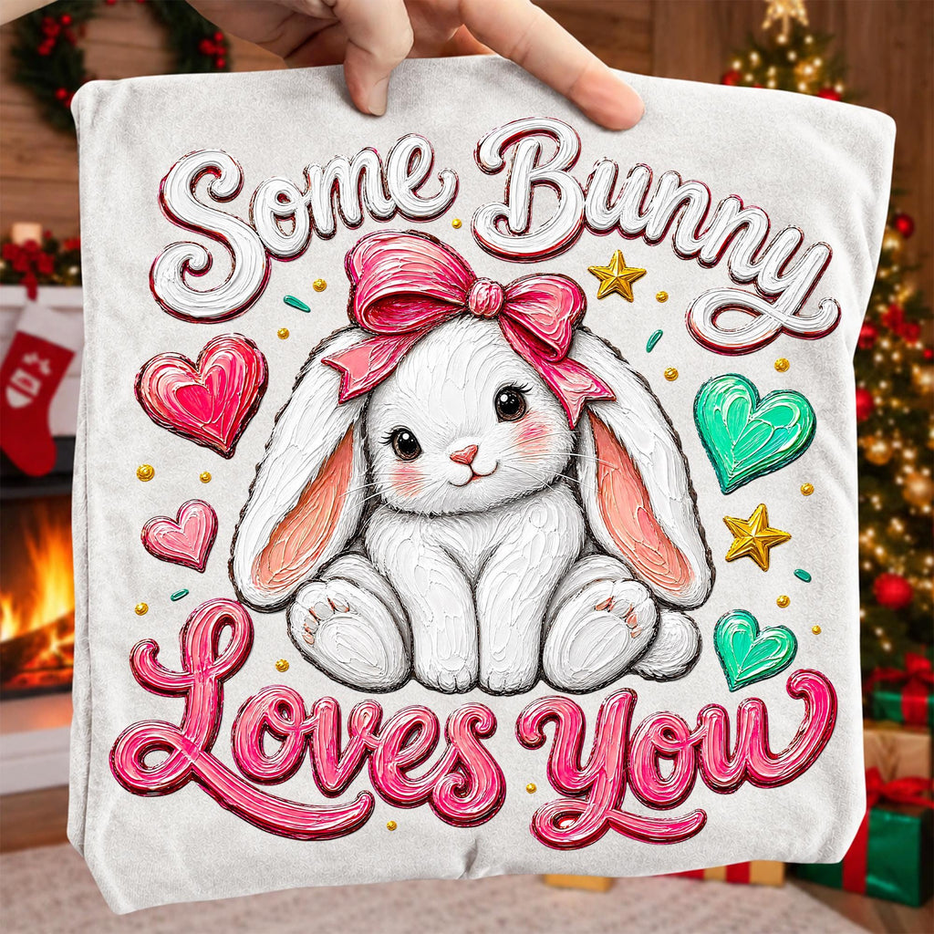 Some Bunny Loves You Valentine PNG with pink bow rabbit for sublimation - image 9