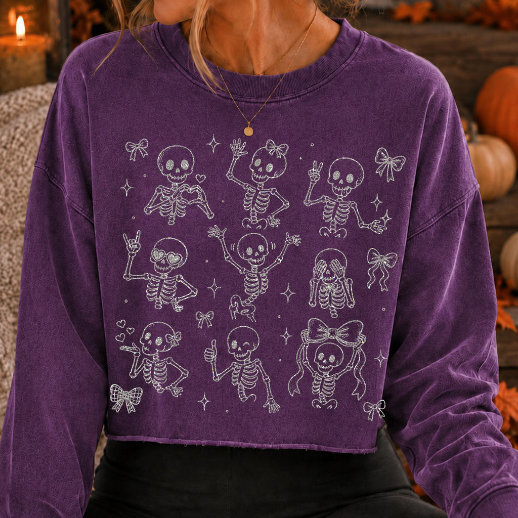 Coquette skeleton Halloween PNG bundle with bows hearts in four color versions - image 4