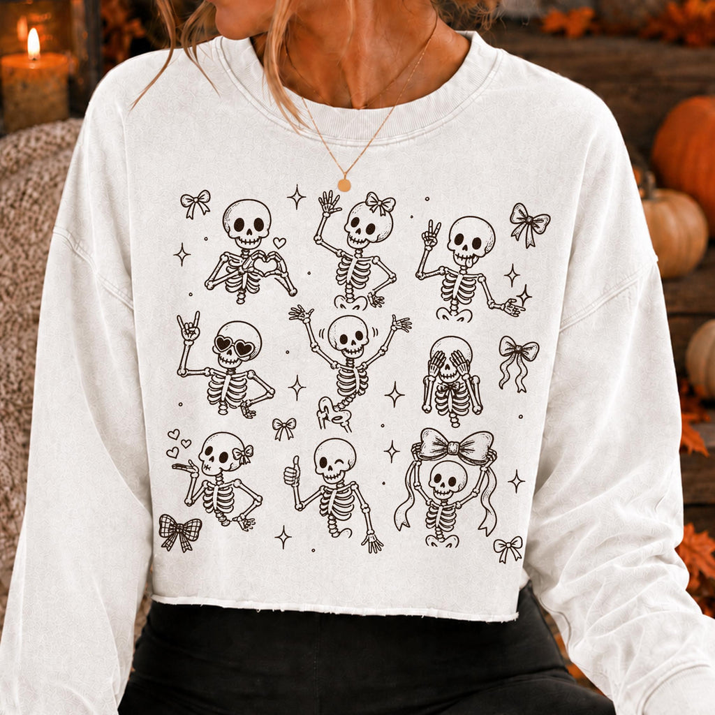 Coquette skeleton Halloween PNG bundle with bows hearts in four color versions - image 7