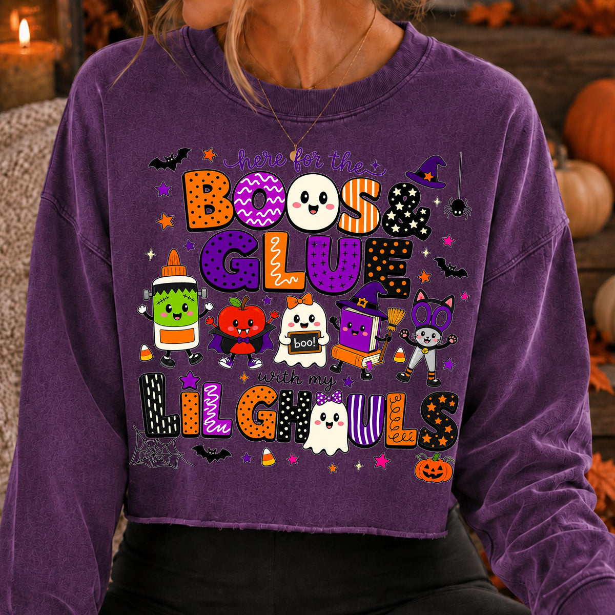 Halloween teacher PNG Here for the Boos and Glue classroom ghost design - image 3