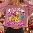 Golden retriever Valentine PNG with pink bow and hearts for sublimation and DTF - image 5