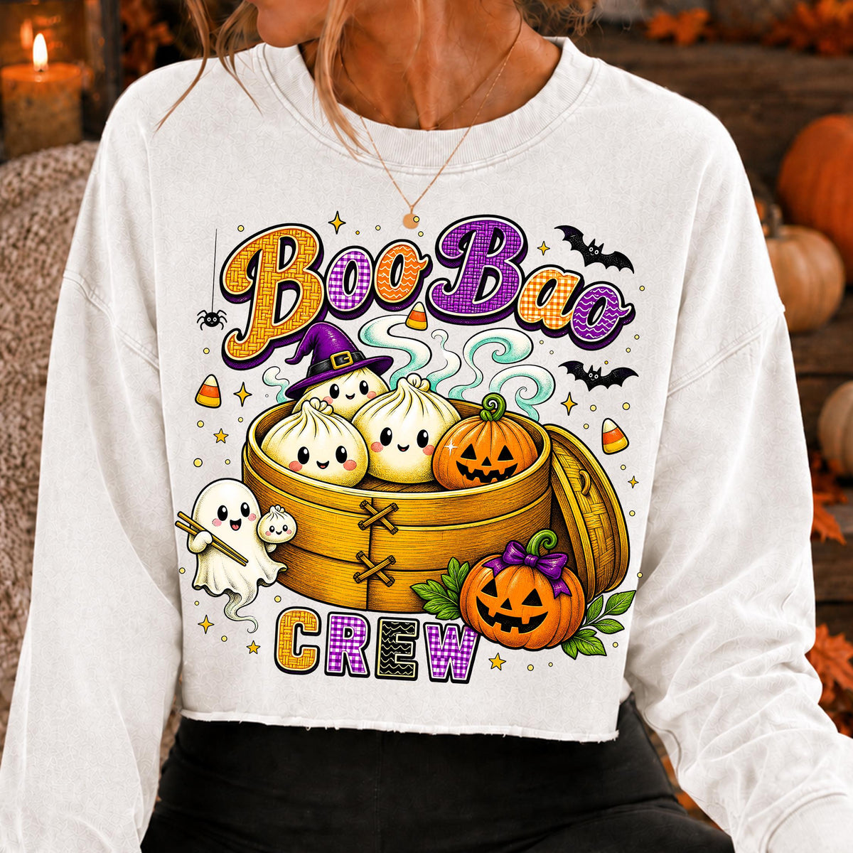 Boo Bao Crew kawaii dumpling ghosts Halloween PNG with bamboo steamer - image 3