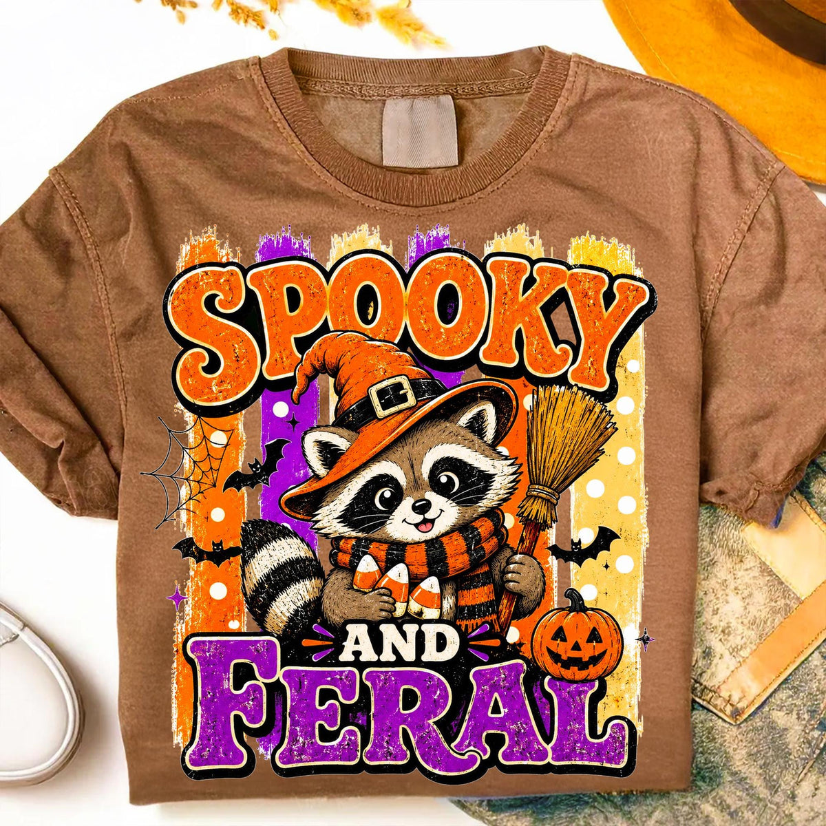 Spooky and Feral raccoon witch Halloween design PNG design - image 10