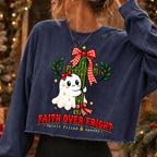 Faith Over Fright Christian Halloween PNG with ghost hugging a cross - image 7