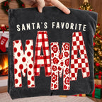 Santa's Favorite Mama Christmas PNG with polka dot gingham floral lettering - image 3