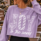 Joy to the World Christian Christmas PNG with holly and stripes in white line art - image 6