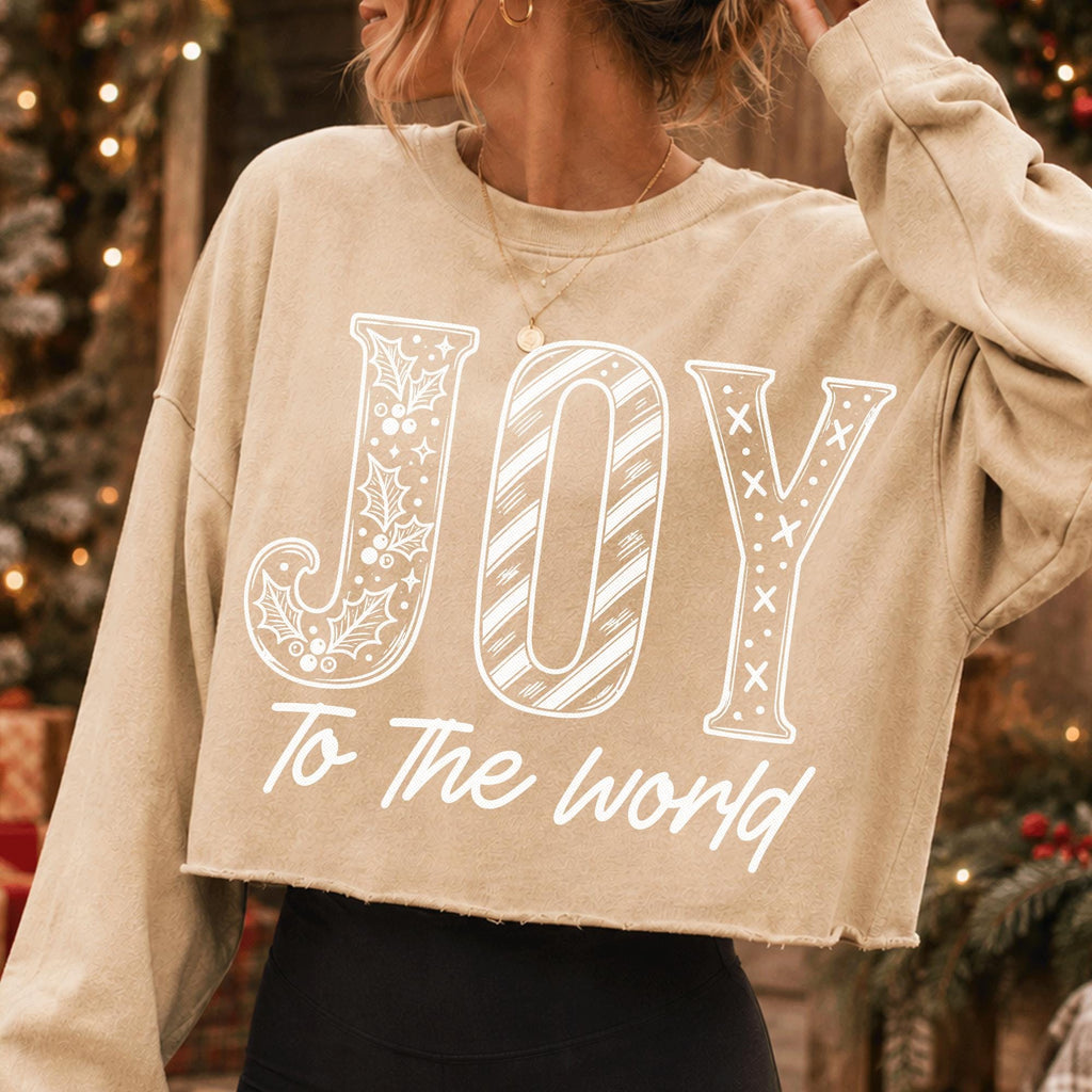 Joy to the World Christian Christmas PNG with holly and stripes in white line art - image 9