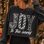 Joy to the World Christian Christmas PNG with holly and stripes in white line art - image 10