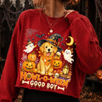 Howl-O-Ween golden retriever in witch hat Halloween PNG for dog lovers - image 10