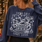 Funny melting snowman in cocoa mug Christmas PNG Cocoa First Chaos Later - image 3