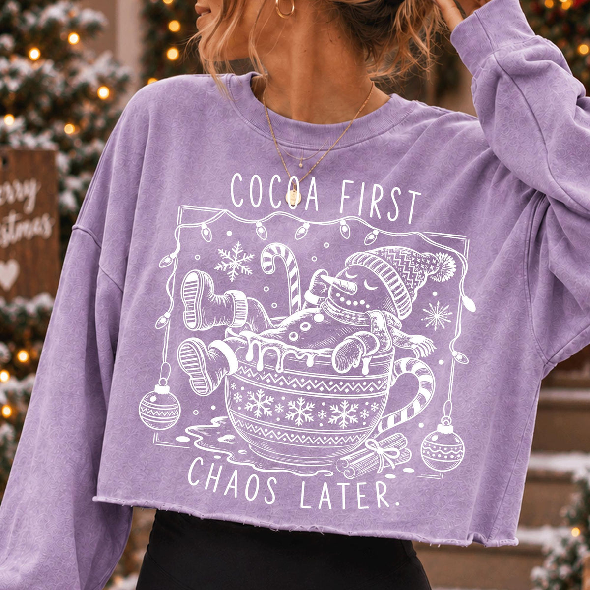 Funny melting snowman in cocoa mug Christmas PNG Cocoa First Chaos Later - image 7