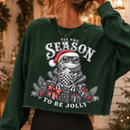 Retro Christmas frog PNG in Santa hat with mug and Tis the Season lettering - image 2