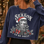 Retro Christmas frog PNG in Santa hat with mug and Tis the Season lettering - image 3
