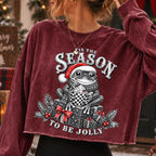 Retro Christmas frog PNG in Santa hat with mug and Tis the Season lettering - image 5