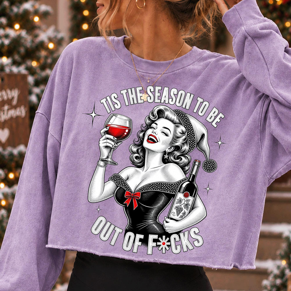 Tis the Season funny Christmas wine PNG with retro woman in Santa hat - image 8