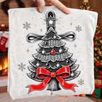 Vintage Christmas tree PNG with red bow star topper and ornaments - image 10