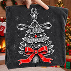 Vintage Christmas tree PNG with red bow star topper and ornaments - image 9