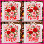 Valentine nurse PNG bundle with floral roses cupid and peonies four versions